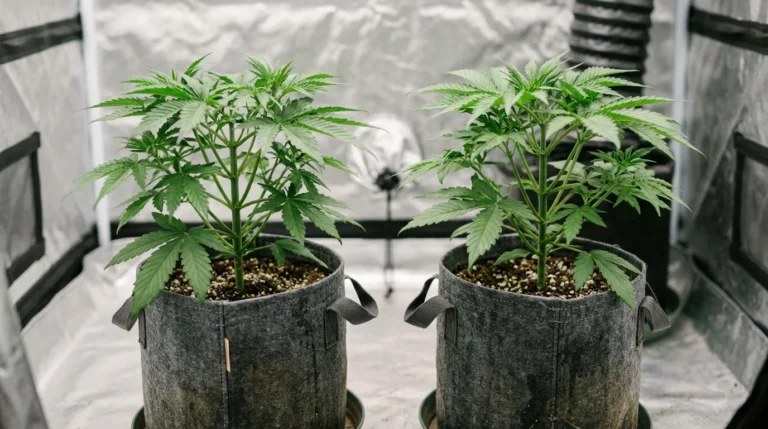 Cannabis Geschlecht erkennen: zwei junge Pflanzen im Vergleich