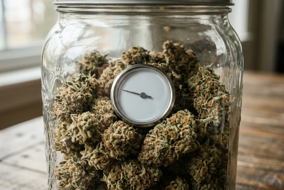 Hygrometer im Curing-Glas zur Kontrolle der Restfeuchte