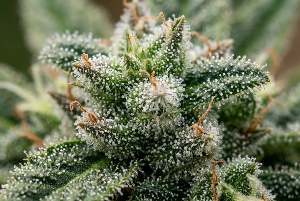 Milchig-trübe Trichome als Zeichen für den optimalen Erntezeitpunkt